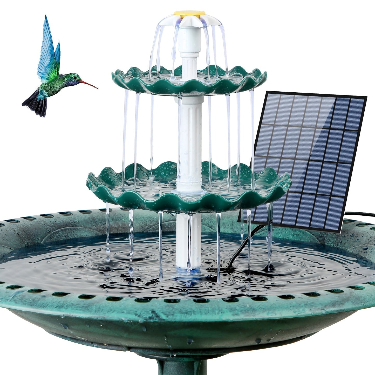 Bird Bath Fountain Solar 3-Tier – Outdoor Garden & Courtyard Decor