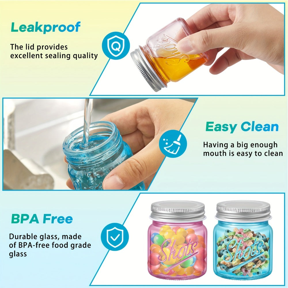 Mason Jar Shot Glasses 36 Pcs with Lids – 2 Oz Dishwasher Safe Mini Shooter Glasses – Perfect for Wedding Party Favors, Home Bar, Desserts