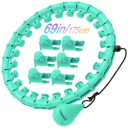 Weighted Hula Hoop Exercise Ring 69" – Smart Pilates Circle with 30 Detachable Knots, Plus Size Adjustable Fitness Hoop for Adults