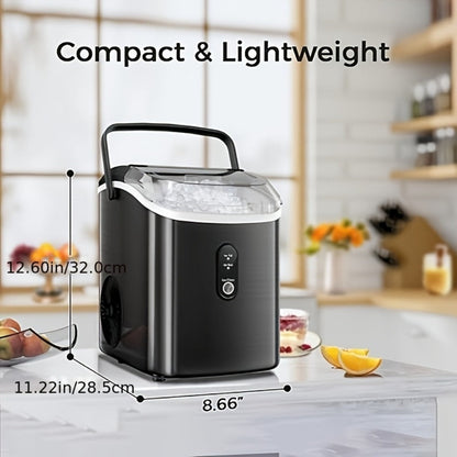Stainless Steel Ice Maker Countertop – 35 Lbs Soft Chewable Nugget Ice or 26 Lbs Bullet Ice, Pebble Portable Ice Machine for Home, Kitchen