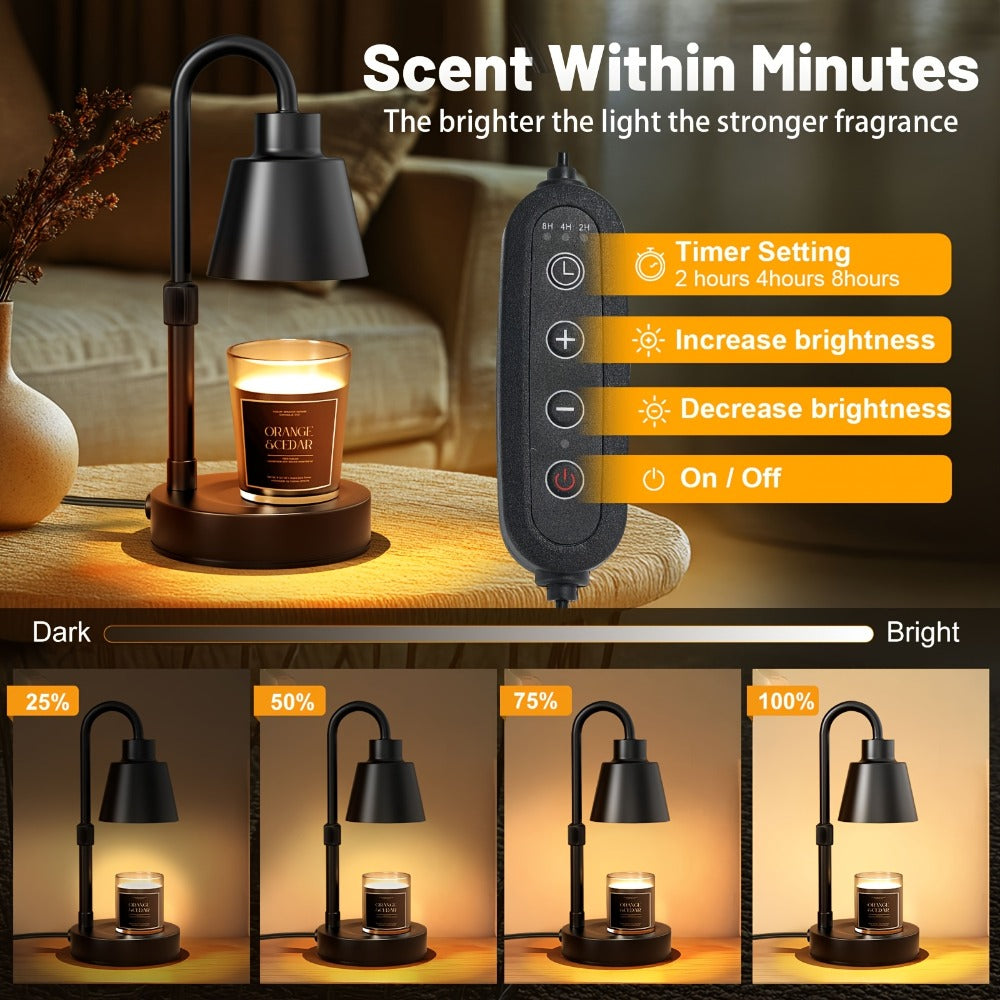 Candle Warmer Lamp 2 Pack with Timer & Dimmer, Electric Wax Warmer for Jar Candles, Adjustable Height 10.4-14.4"