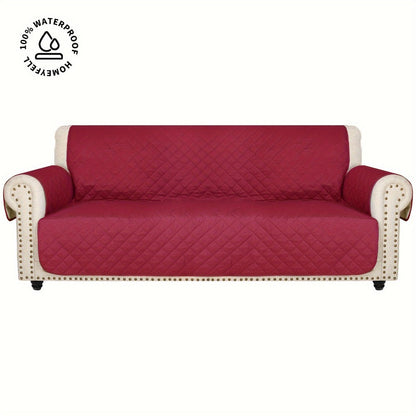 Sofa Cover Quilted Microfiber Three-Seat Panel Set with Two Foam Tubes, Straps and Side Pocket