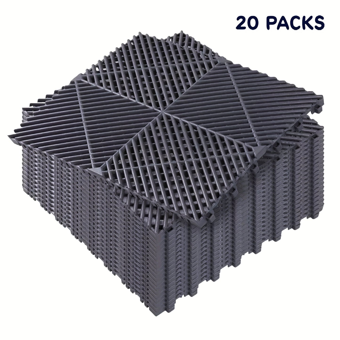 Interlocking Garage Floor Tiles 20-Pack – 16"x16" Drainage Floor Mat, Non-Slip PP Tiles for Garage, Car Wash