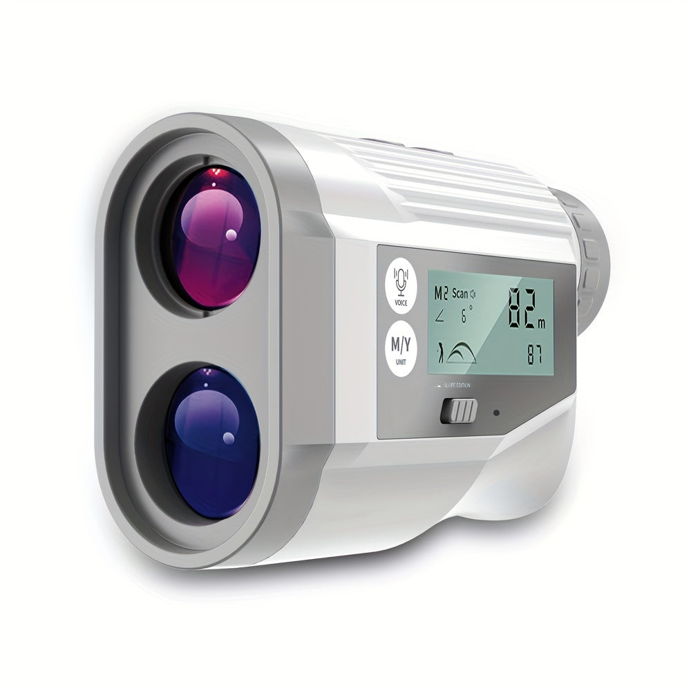 Golf Laser Rangefinder 1000 Yards with Touchscreen & English Voice – 6X Magnification, Slope Compensation, USB Rechargeable, Scanning Mode