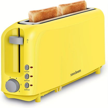 2-Slice Toaster Slim Ultra-Thin Design, 6 Browning Settings, 10" Long Slot, Reheat & Defrost Functions