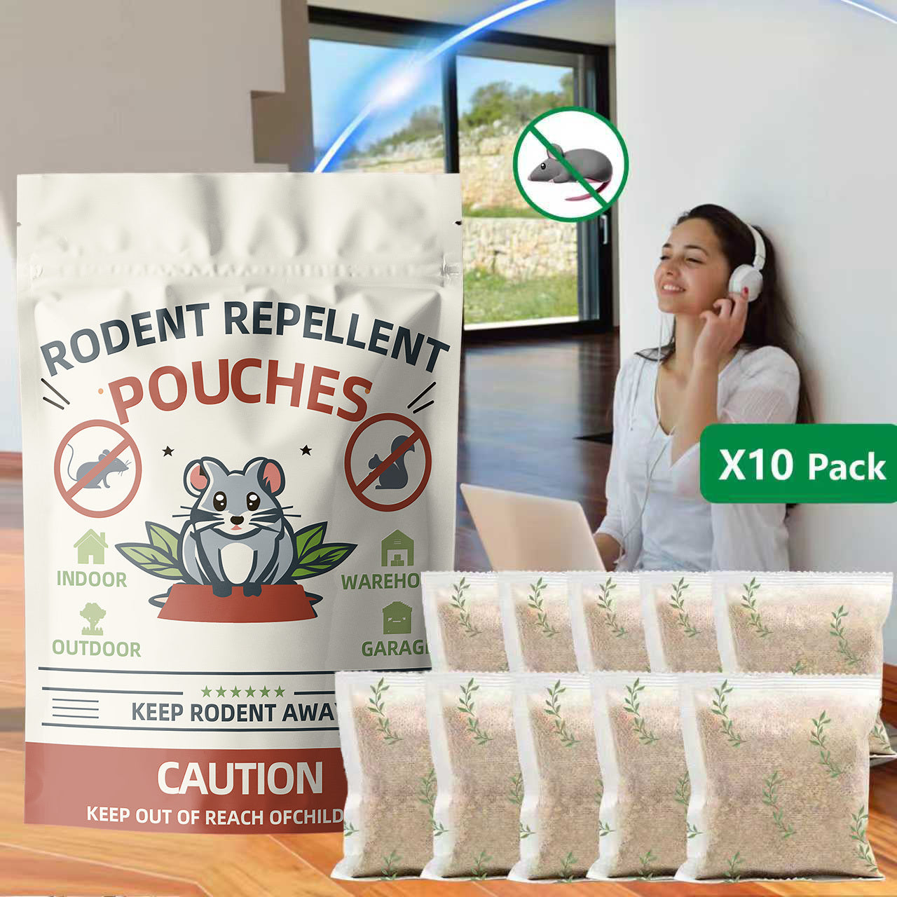 Mouse, Peppermint Pouches Car RV Garage Camper Indoor Outdoor for Garden, Patio and Yard Use