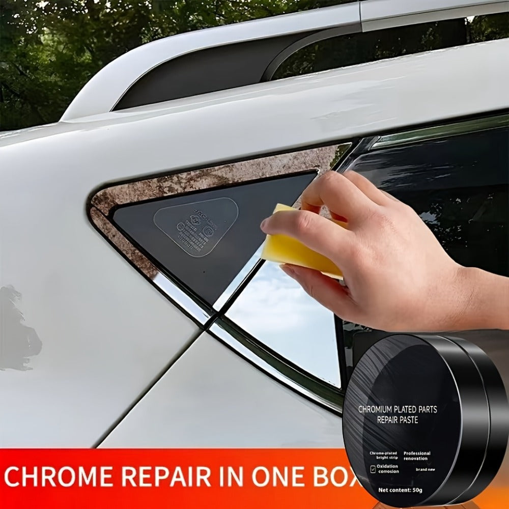 Chrome Trim Repair & Polishing Paste – Car Chrome Restorer for Door Handles, Emblems & Bright Strip Refurbishment