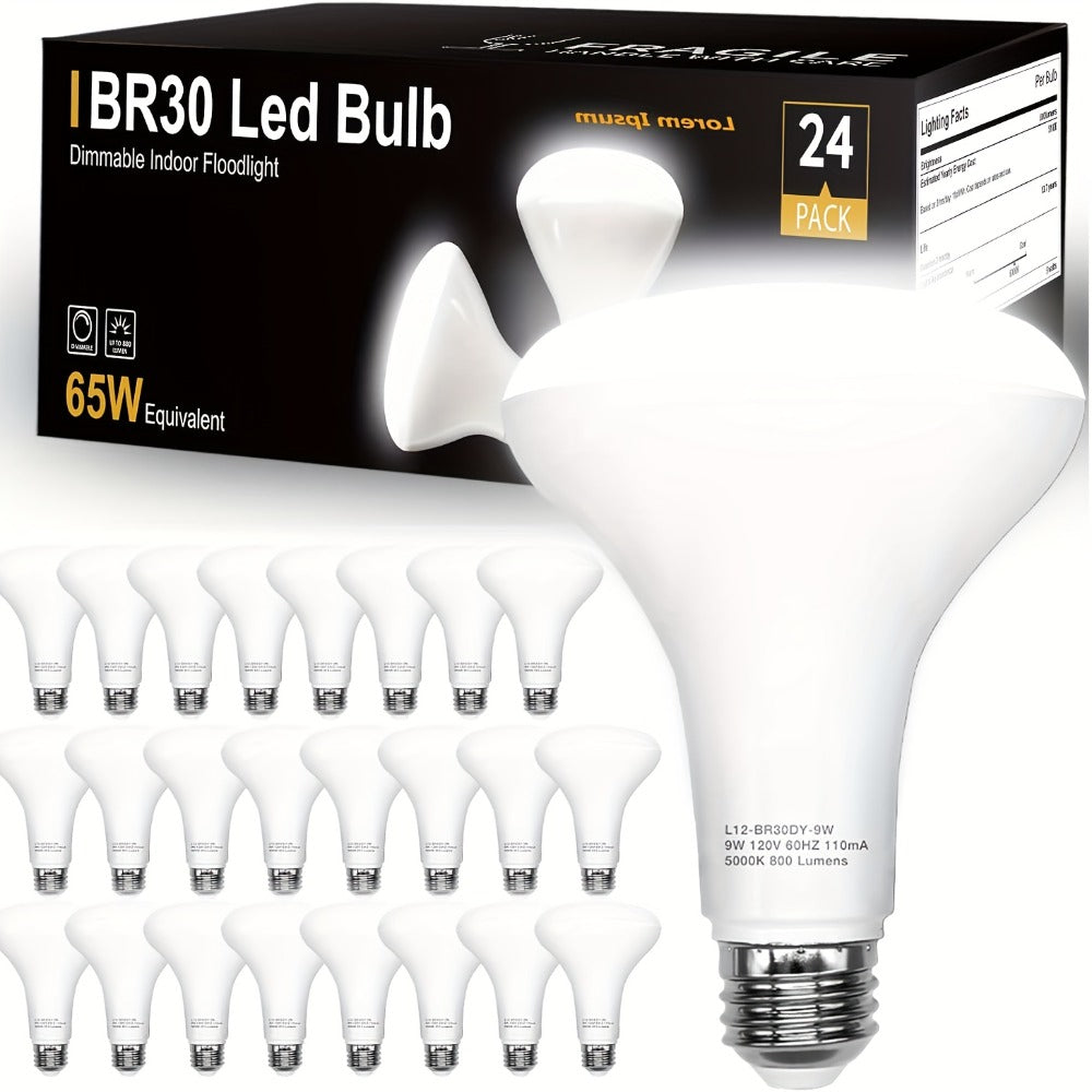 BR30 LED Flood Light Bulbs Dimmable 9W = 65W Equivalent 800 Lumens E26 Base CRI 80+ Recessed Light Bulbs for Ceiling Kitchen