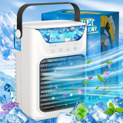 Portable Mini Air Conditioner Fan, Personal Evaporative Cooler with 3-Speed Settings & Timer, Quiet Desktop Cooling Fan for Room