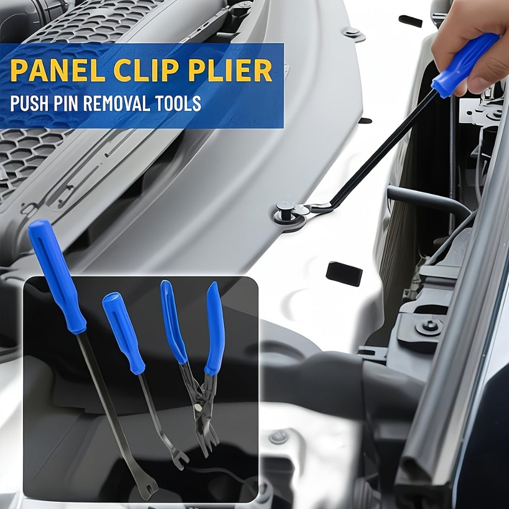 Auto Trim Removal Tool Kit 17pcs with Pry Tools Picks Metal Scraper Magnetic Telescopic Pickup Non-Slip Clips for Car Door Panel Dash