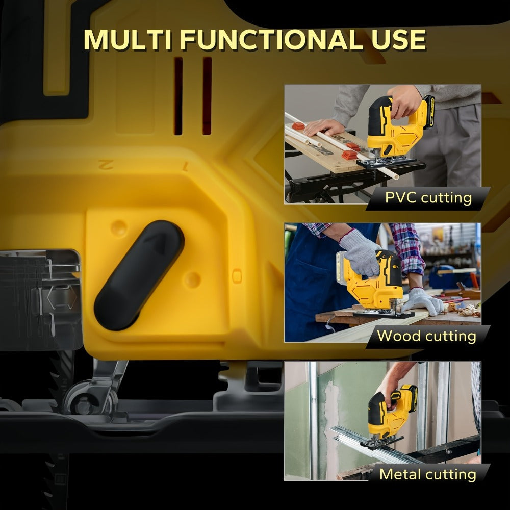 Cordless Jigsaw Compatible with DeWalt 20V Battery - Variable Speed 0-2700 RPM, 80mm Cutting Depth