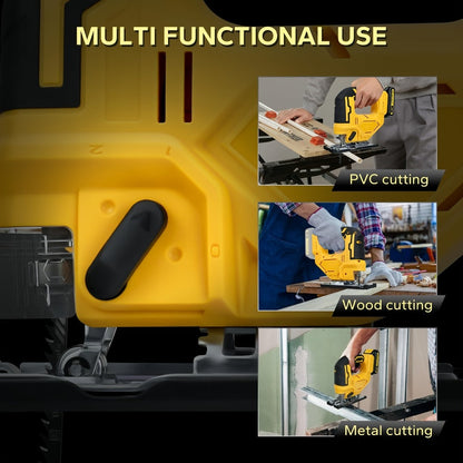 Cordless Jigsaw Compatible with DeWalt 20V Battery - Variable Speed 0-2700 RPM, 80mm Cutting Depth