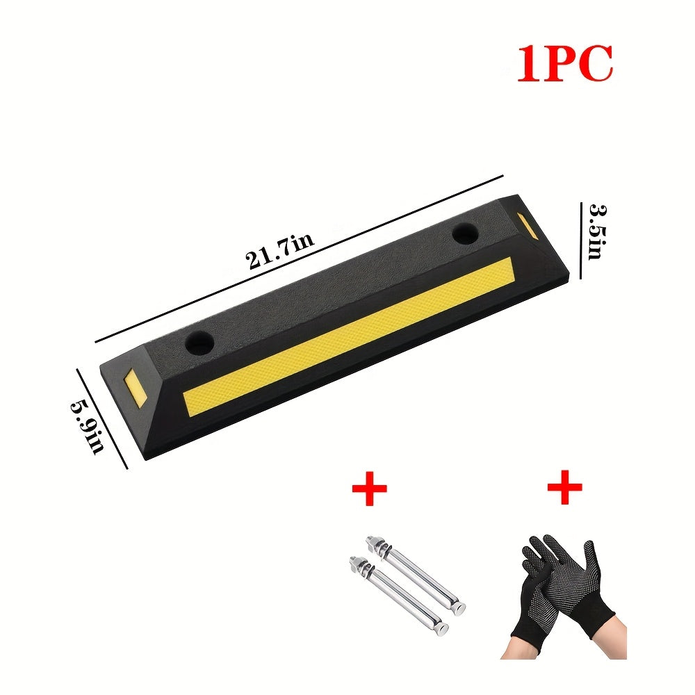 Garage Parking Curb Stop Rubber Wheel Stop 21 Inch Heavy Duty Car Tire Guide Railing for Garage Floor Wall Protector Vehicle Parking Aid 1pc