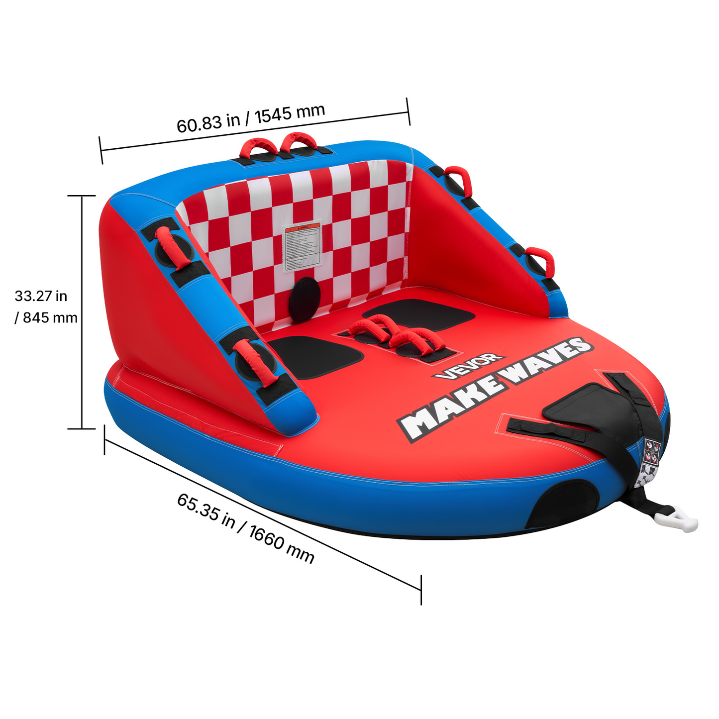 Towable Tube for Boating 2-Person – 340 lbs Inflatable D-Shape Boat Tube with Full Nylon Cover, Dual Tow Points