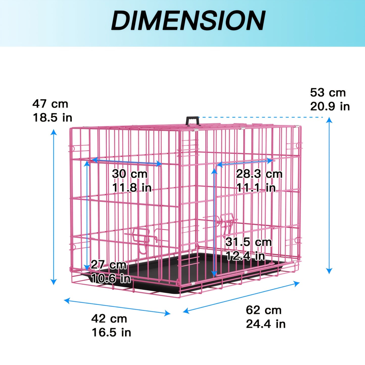 Dog Crate Foldable Metal Wire Dog Cage with Divider Panel & Leak-Proof Tray – Indoor Outdoor Dog Kennel for Small Medium Dogs