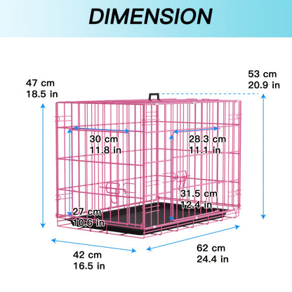 Dog Crate Foldable Metal Wire Dog Cage with Divider Panel & Leak-Proof Tray – Indoor Outdoor Dog Kennel for Small Medium Dogs