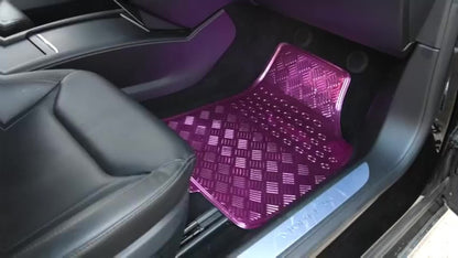 Molded Car Floor Mats, Four-Piece Front and Rear Set with Trim Lines in Six Color Options for Vehicle Footwells