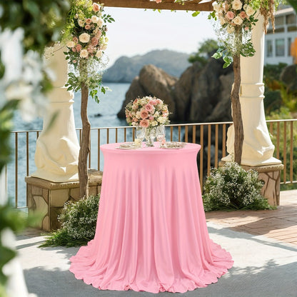 Spandex Cocktail Table Cover Round Stretch Tablecloth for Party Wedding Banquet – Elastic High Top Table Cloth Fitted Cover for Events