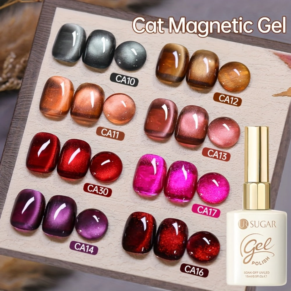 15ml CA14 Cat Eye Gel Polish in Plum Bordeaux with Magnetic Color Effect and UV/LED Lamp Curing Label