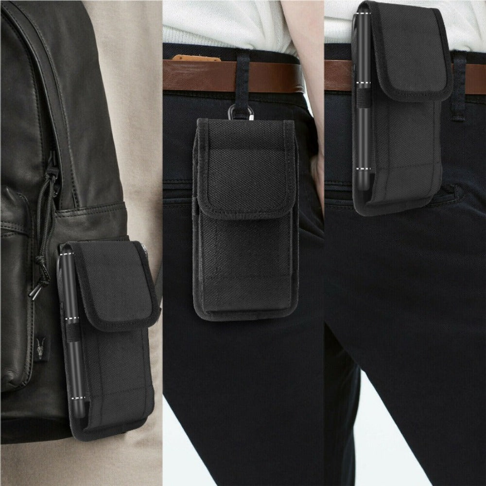 Belt Clip Phone Holster Pouch Universal 5.5-6.5 Inch Nylon Vertical Cell Phone Case Keychain Loop for an Everyday Personal Care Routine