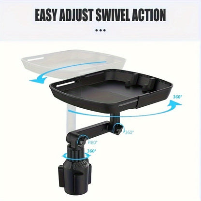 3-in-1 Car Cup Holder Tray with Phone Holder – Dual Expandable Base, ABS Adjustable 360° Rotating Bracket