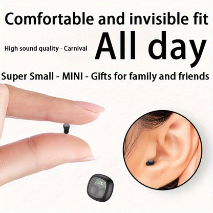 Wireless Earbuds Ultra-Small In-Ear with Touch Control, Built-In Mic and LED Case in Three Colors