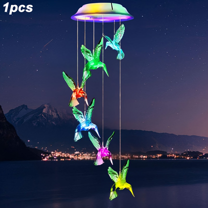 Solar Hummingbird Butterfly Pendant Light 6 LED Color, for Garden, Pathway and Patio Lighting
