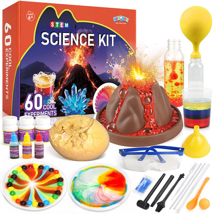 Kids Science Kit 60 Experiments STEM Educational Toy Set with Real Lab Tools for Boys & Girls Ages 6 7 8 9 10 11 12