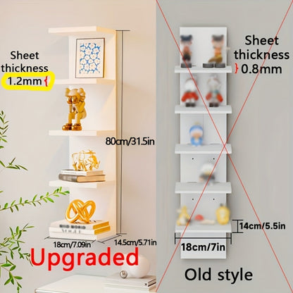 5-Tier Floating Wall Shelf Wall-Mounted Storage Rack 31.5" - Space Saving Display Shelves for Entryways, Bedrooms and Living Spaces