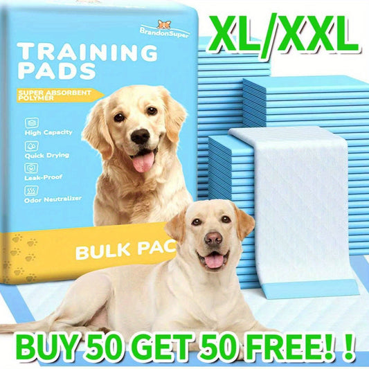 Dog Training Pads 100-Count Disposable Set with 24 x 28 and 28 x 34-Inch Sizes, Adhesive Corners and Bamboo Option