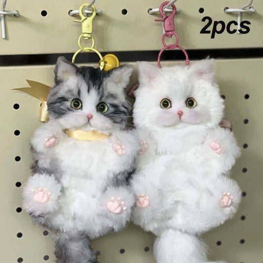 Fluffy Pipe Cleaner Cat Charm Craft Kit for Orange and Gray Pendants with Two-Piece Material Set