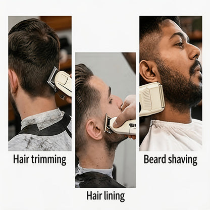 Hair Clippers & Trimmers KLY White Full-Size Clipper with LCD Display, USB Charging and Guide Comb Set