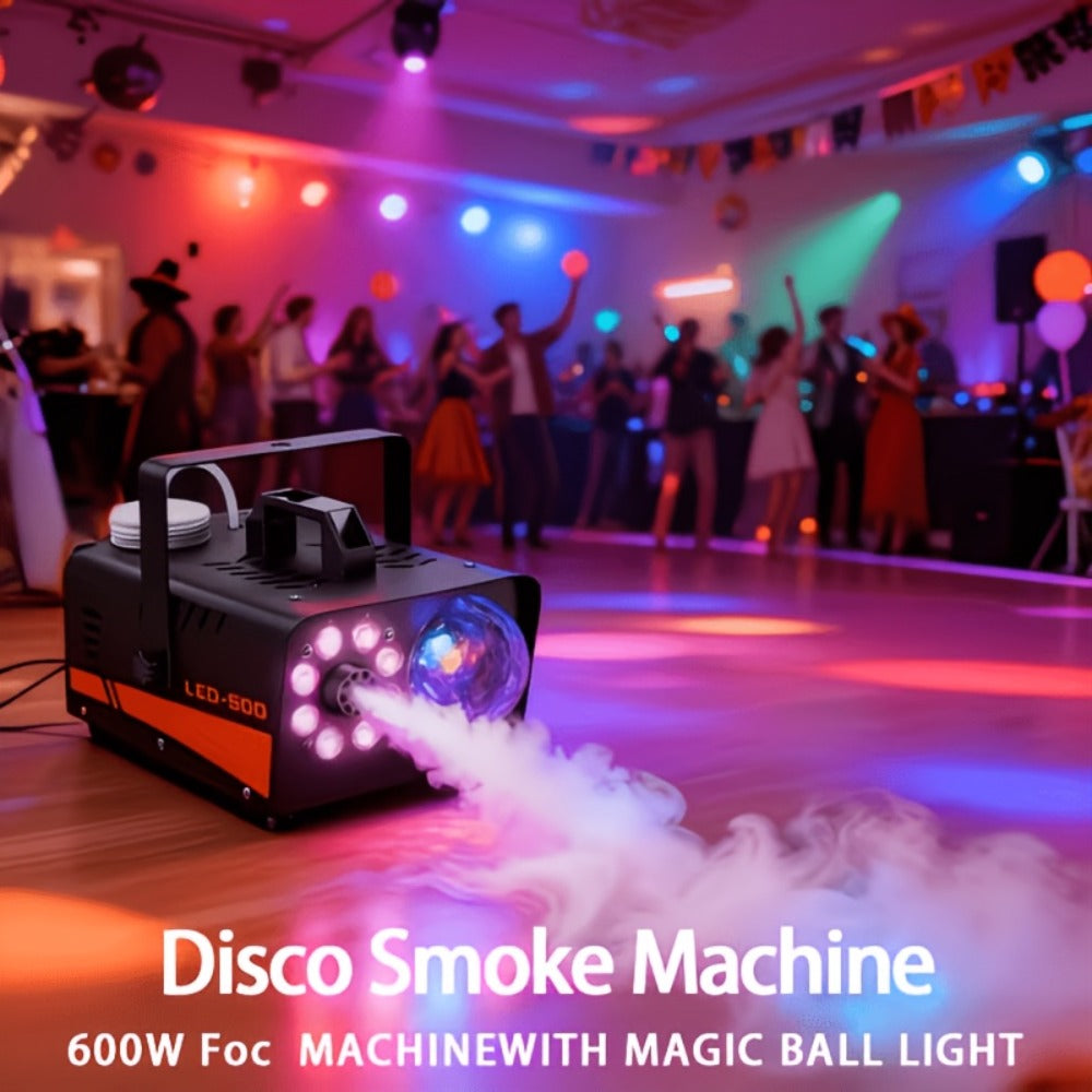 Fog Machine 600W with Disco Ball LED Lights, 3000 CFM Smoke Machine with 13 Colorful LED Effects & Wireless Remote