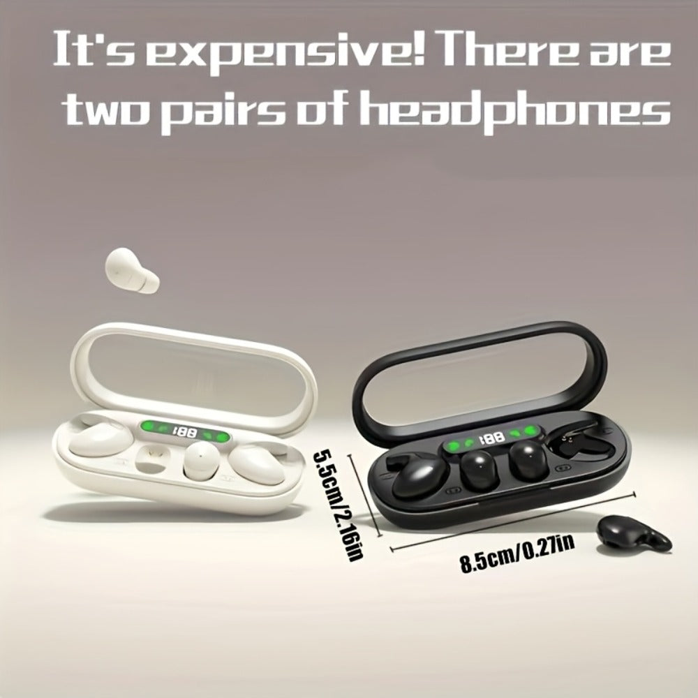 True Wireless Earbuds Two-Pair Gift Set with Transparent LED Display Case and Dual Touch Controls