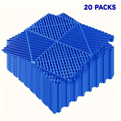 Interlocking Garage Floor Tiles 20-Pack – 16"x16" Drainage Floor Mat, Non-Slip PP Tiles for Garage, Car Wash