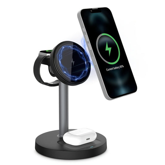 Wireless Charging Station, 3-in-1 Qi-Labeled Stand for iPhone, Apple Watch and AirPods Models in Six Colors