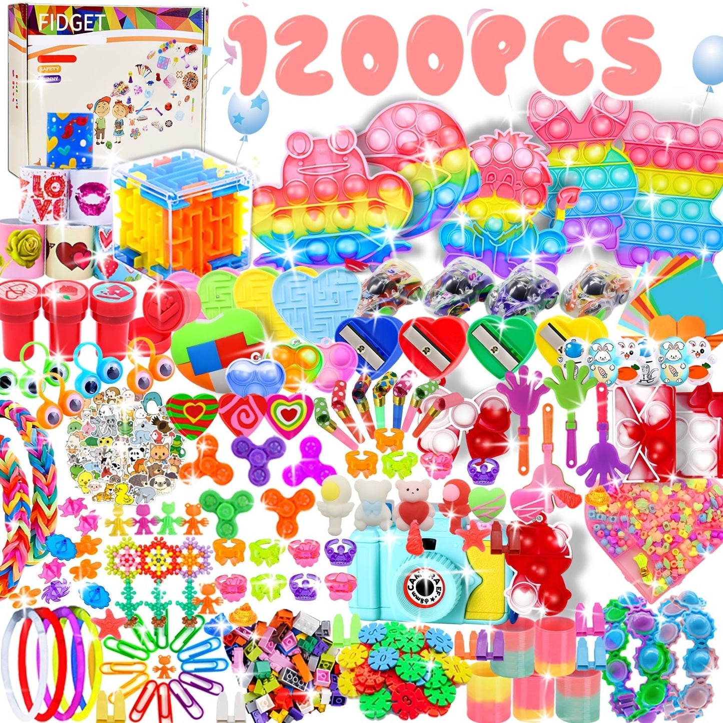 Bulk Party Favor Toys 1000-1200 Pcs, Fidget Toy Pack for Kids, Classroom Prizes, Goodie Bag Fillers