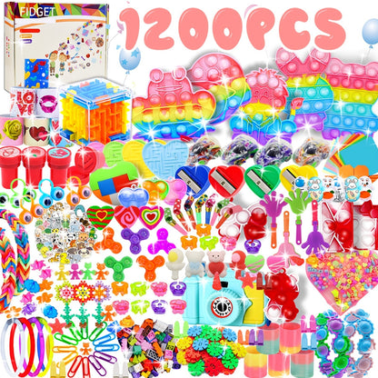 Bulk Party Favor Toys 1000-1200 Pcs, Fidget Toy Pack for Kids, Classroom Prizes, Goodie Bag Fillers
