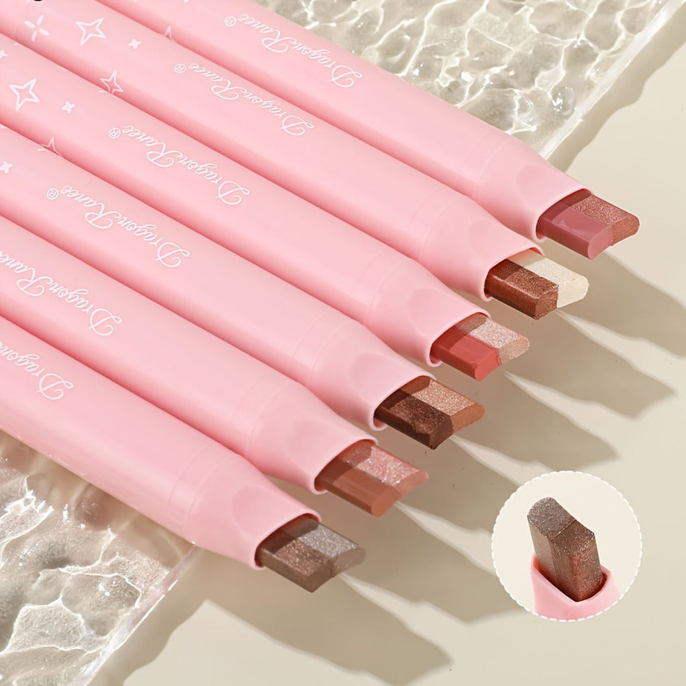 Dual-Color Eyeshadow Stick Set 6pcs Waterproof Two-Tone Eye Shadow Pencil, Smudge-Proof, Non-Fading