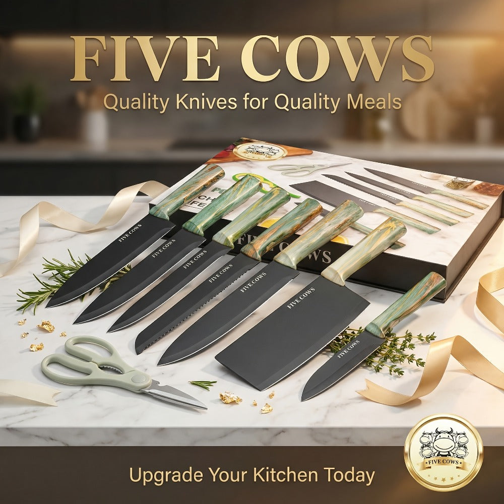 Kitchen Knife Set High Carbon Steel Hand Forged Chef Knives with Case Non-Stick Black Blade for Home Cooking, Dining and Outdoor Meals