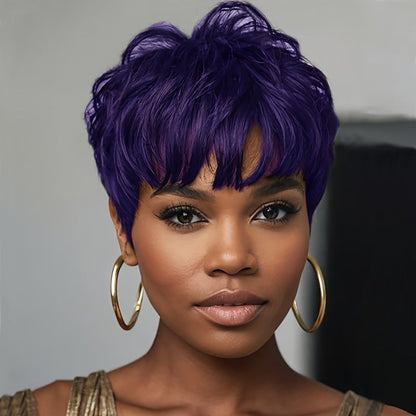 Synthetic Wig 4-Inch Short Body Waves with Full Bangs in Eight Color Options for Costume Looks
