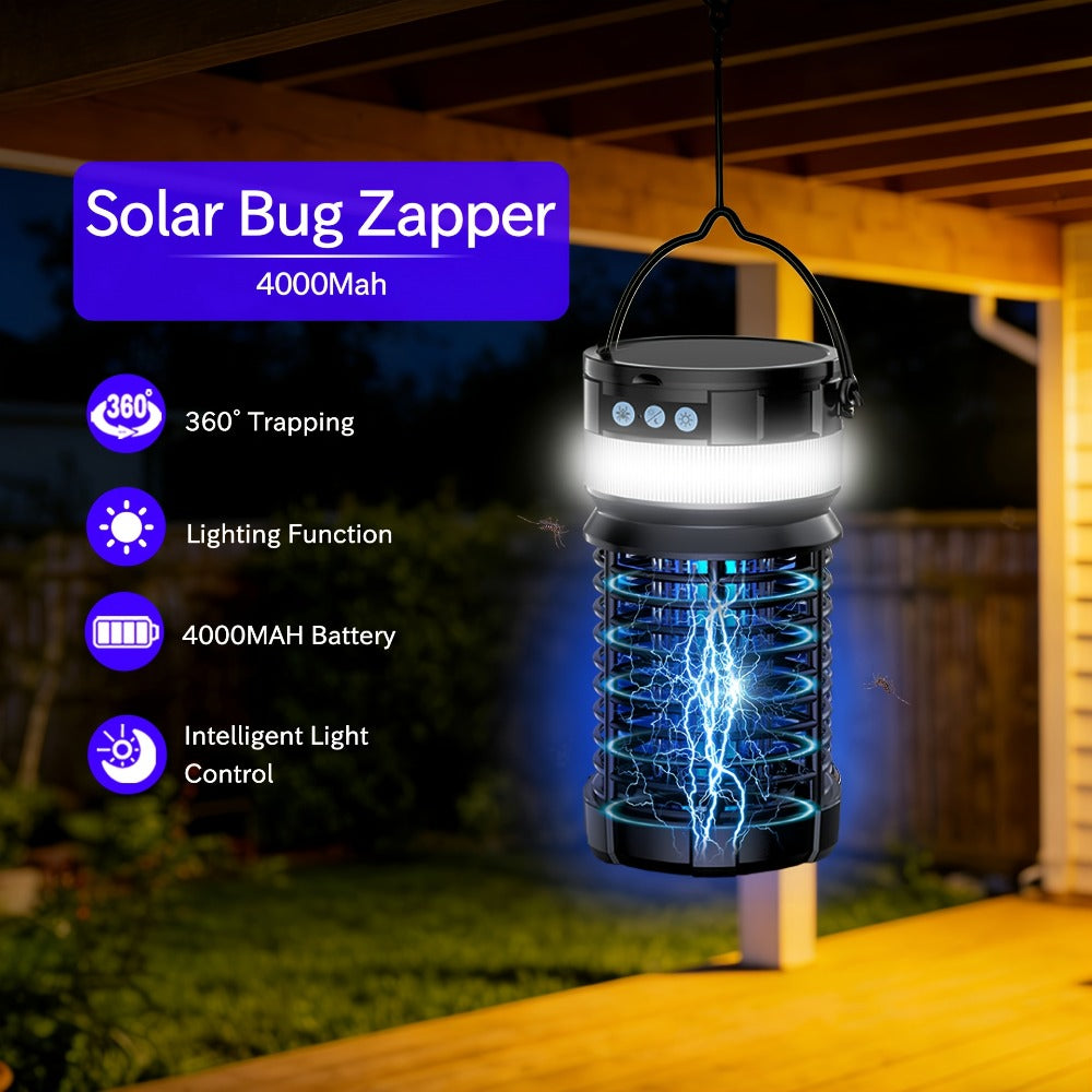 Solar and USB-C Insect Zapper Lantern with 4000mAh Label, Remote Control and Adjustable Panel