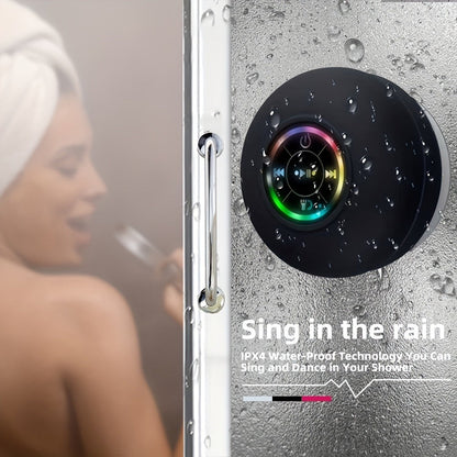 Bathroom Shower Speaker with LED Light, Wireless Bluetooth Speaker, USB Rechargeable 400mAh Battery