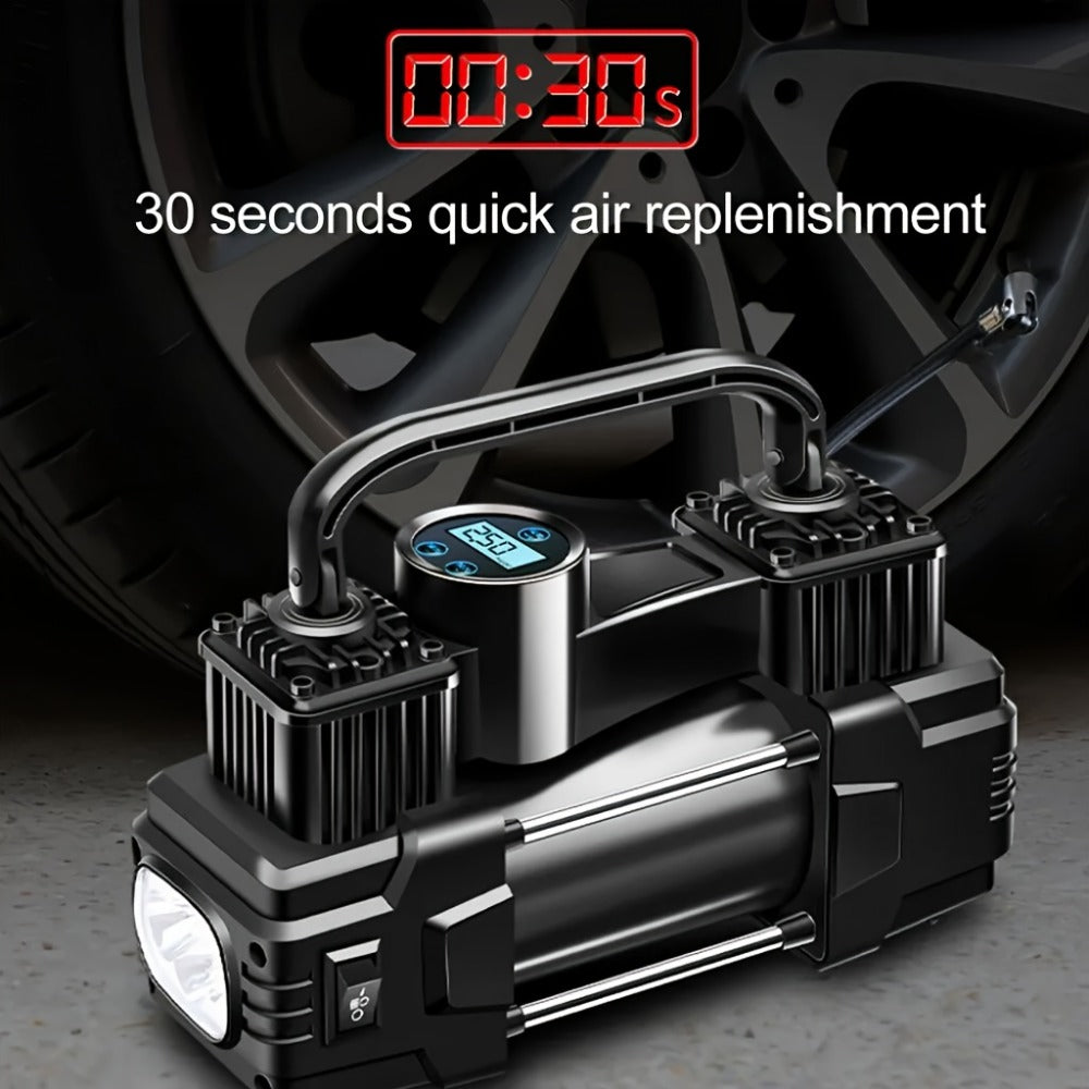 Dual-Cylinder Portable Tire Inflator with Pointer Gauge, Digital Gauge or Digital Display Options