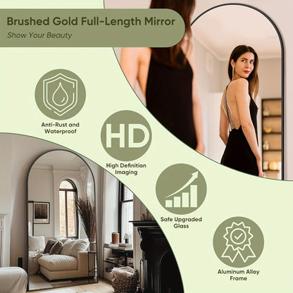 Full Length Mirror Floor Mirror Freestanding 58x18 Inch Arched Full Body Mirror Wall Mounted for Entryways, Bedrooms and Living Spaces