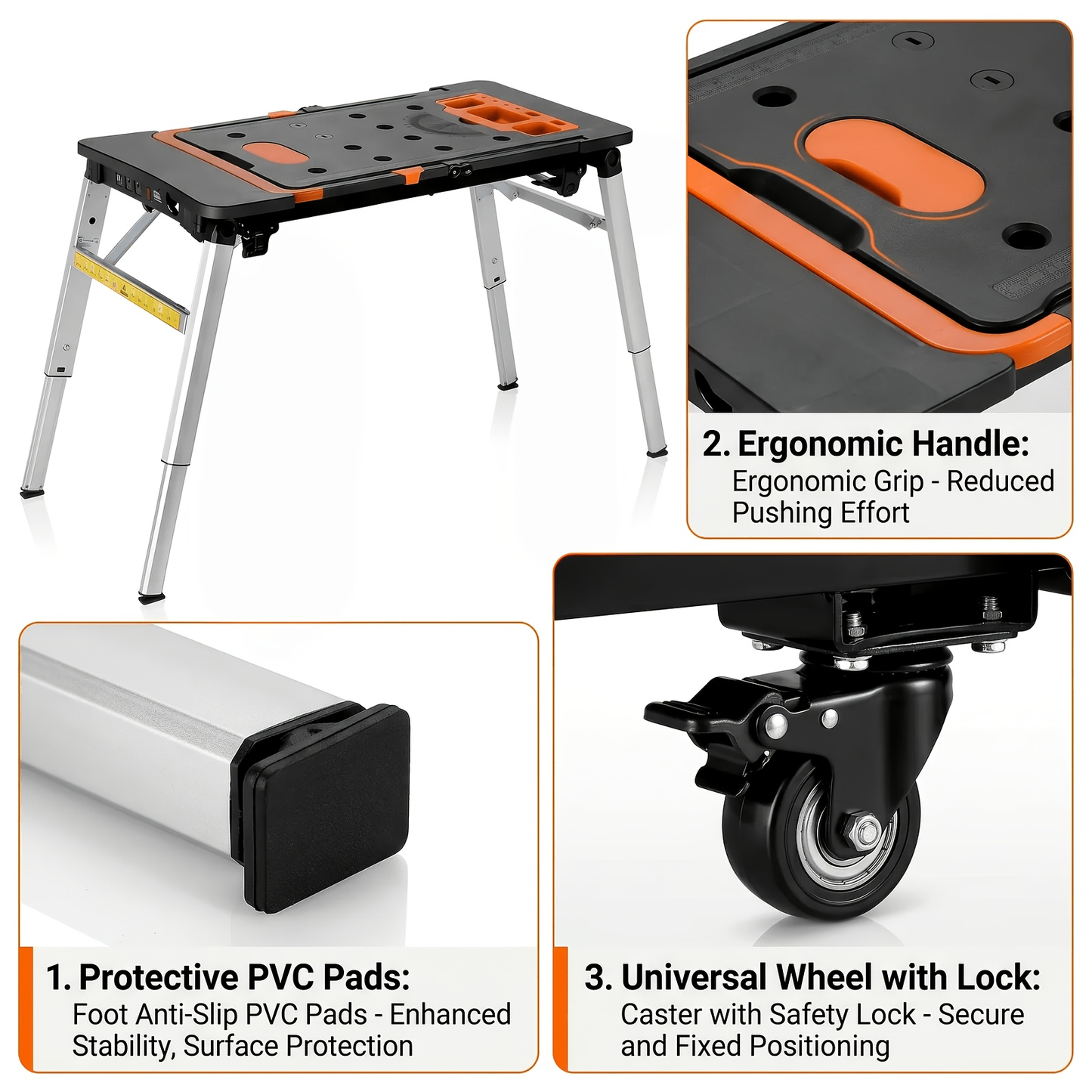 7in 1 Multifunctional Work Benches, Folding Work Table for Garage, As Portable Workbench, Sawhorse