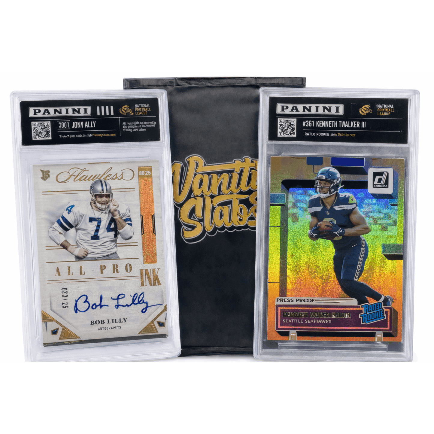 Football Card Mystery Slab, Panini Football Card Sealed in Vanity Slabs Display Case, Rookies Stars Inserts Parallels
