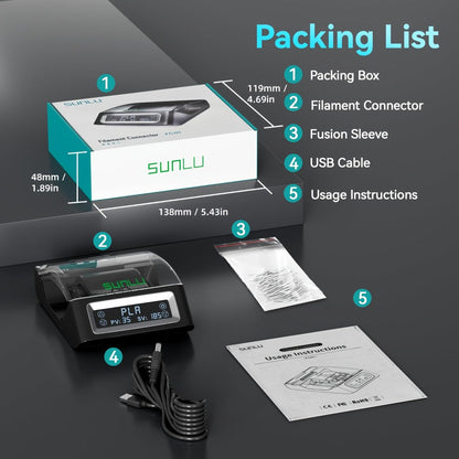 Filament Welder 1.75mm Touch Screen Up to 240°C, SUNLU 3D Filament Connector PLA ABS PETG PCL PA PC Compatible