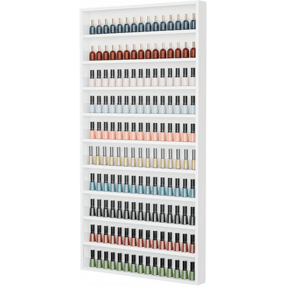 Wall Mount Nail Polish Rack Organizer 6 or 10 Tier with Acrylic Baffle Salon Display Shelf for Gel Polish