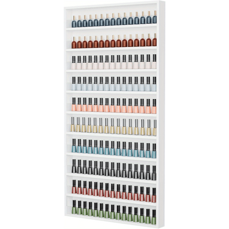 Nail Polish Rack Wall Mount Organizer 6-Tier & 10-Tier with Acrylic Baffle, Salon Display Shelf for Nail